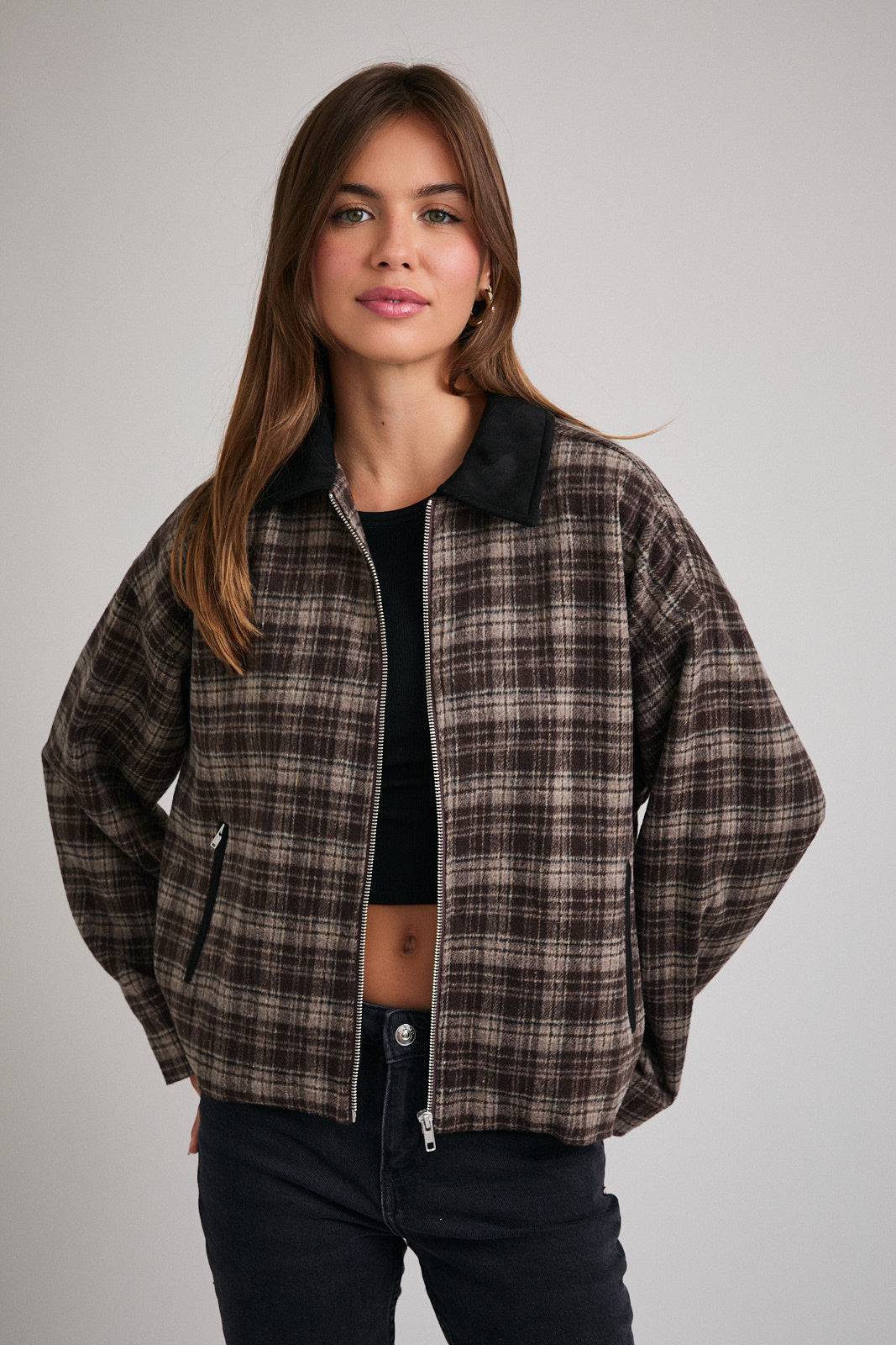 SUEDE PLAID JACKET