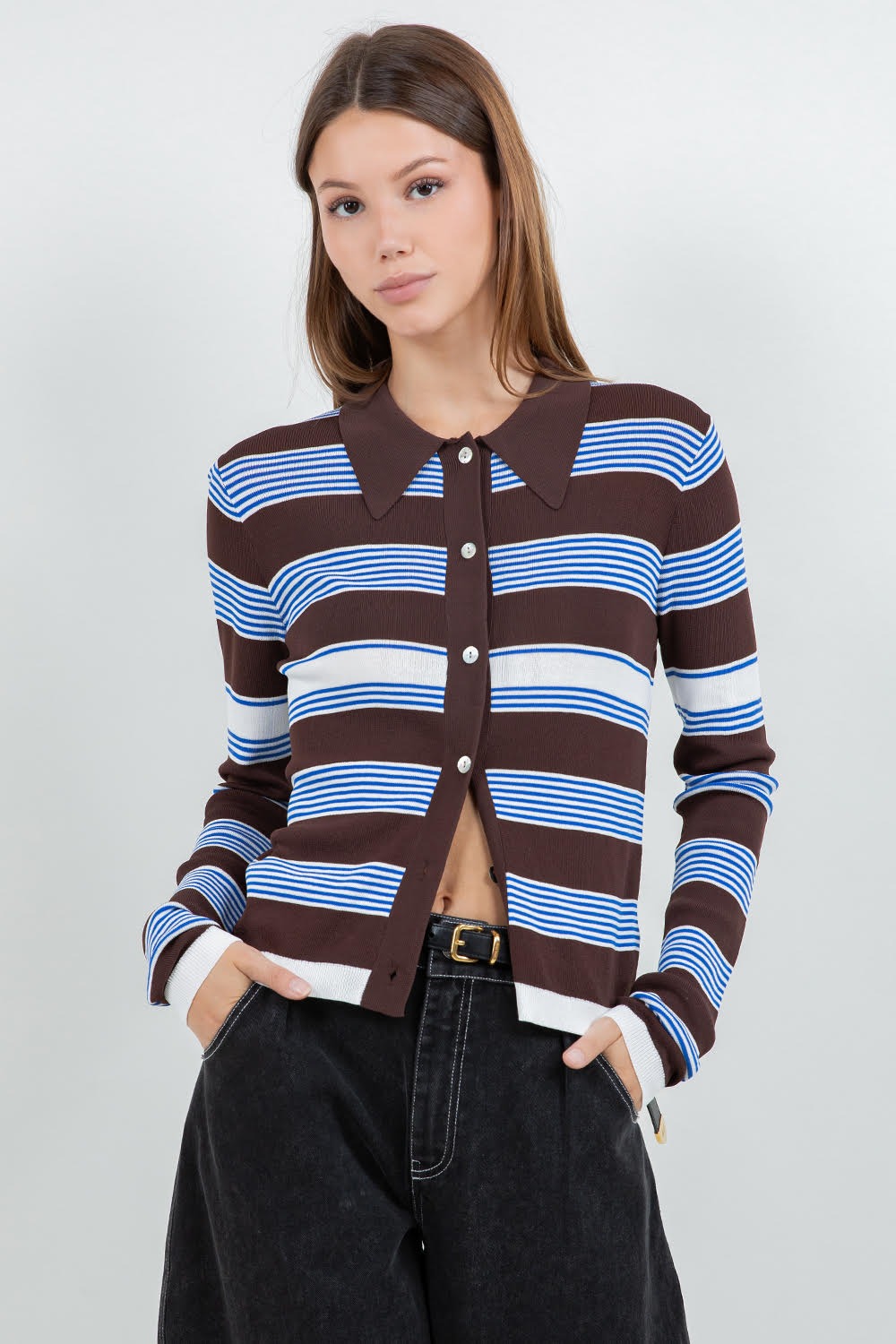 STRIPED KNIT CARDIGAN
