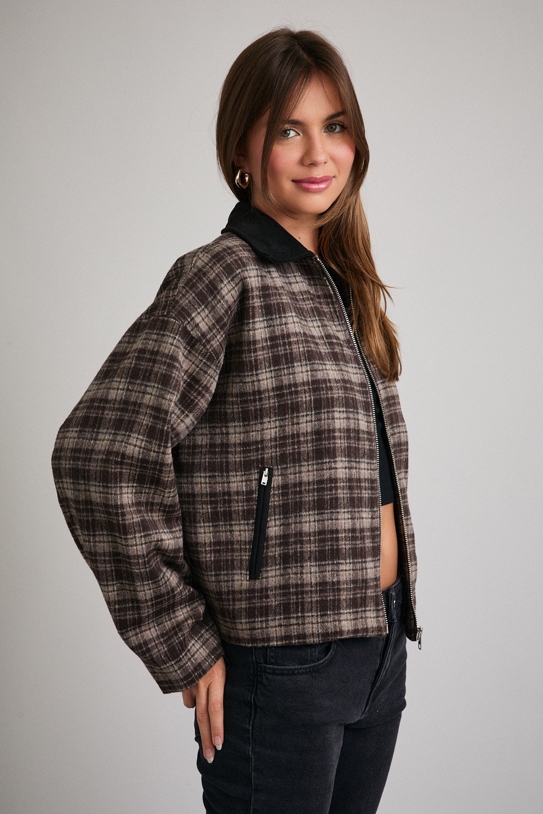 SUEDE PLAID JACKET