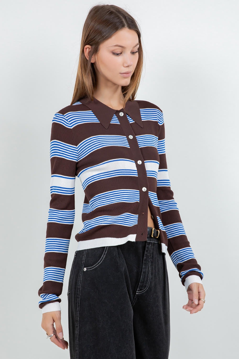 STRIPED KNIT CARDIGAN