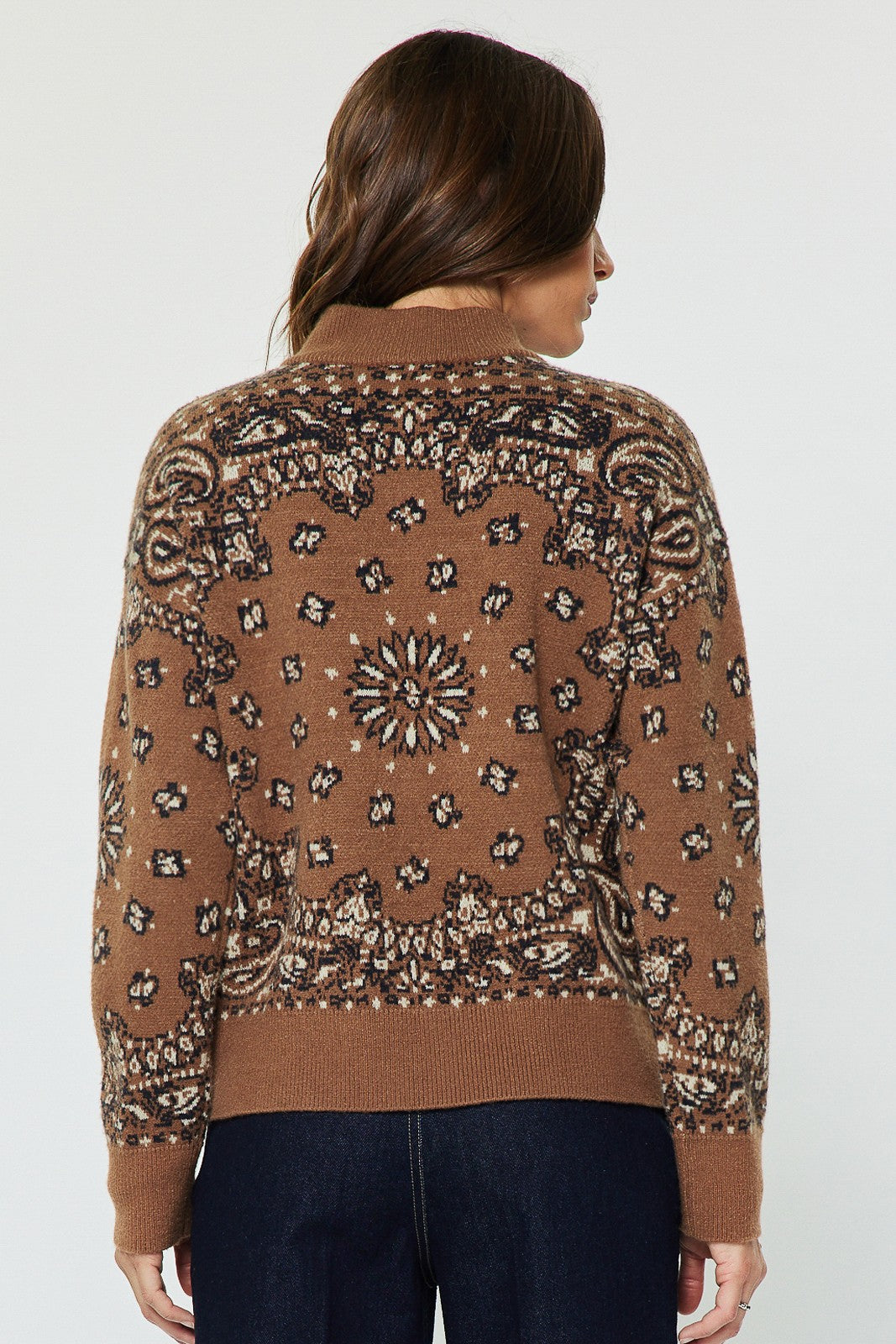 BANDANA ZIP UP SWEATER