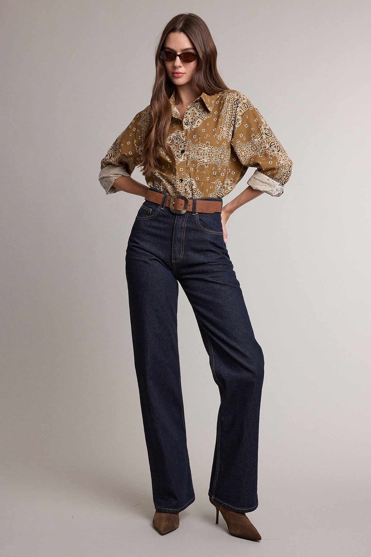 BANDANA PRINT BUTTON UP SHIRT