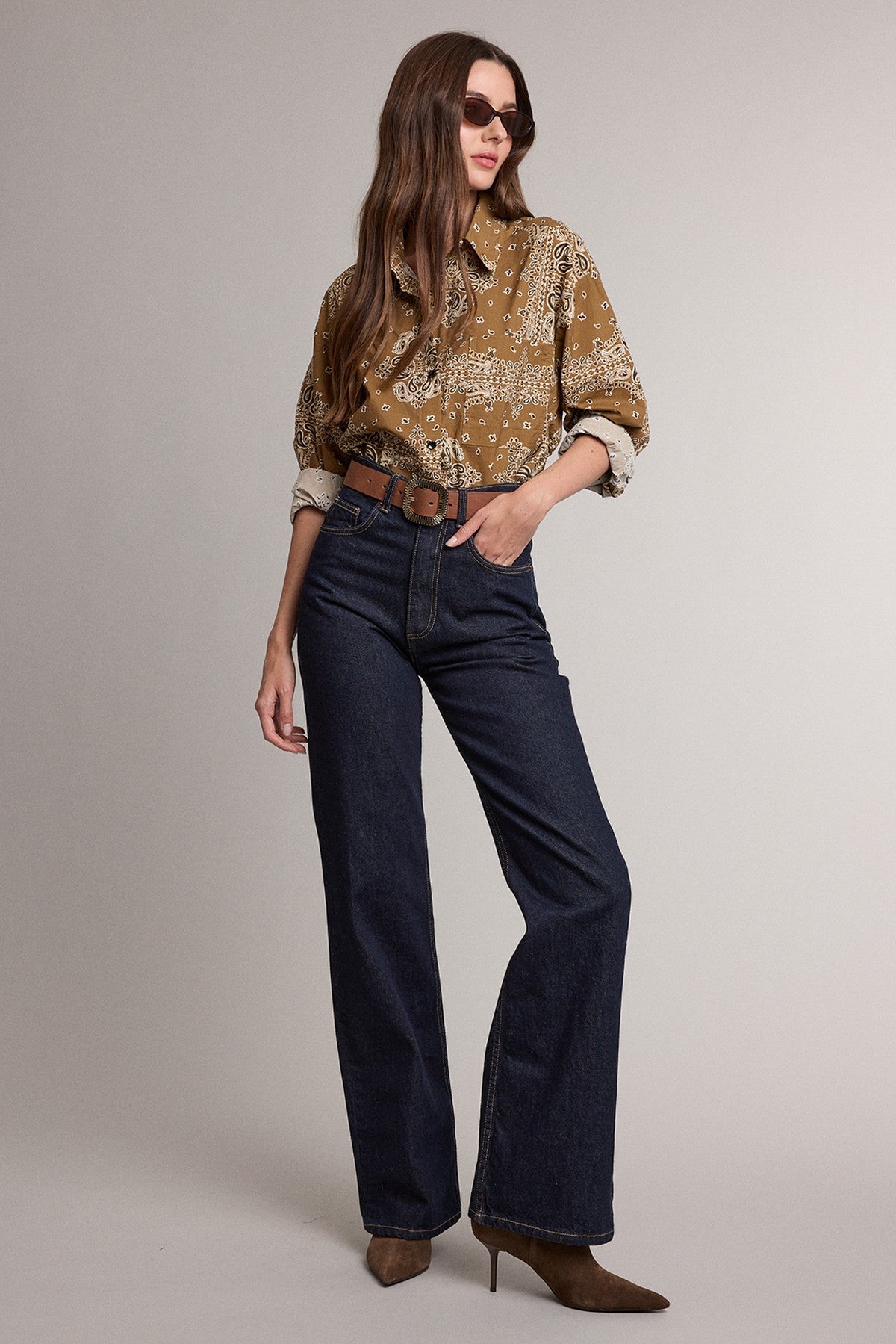 BANDANA PRINT BUTTON UP SHIRT