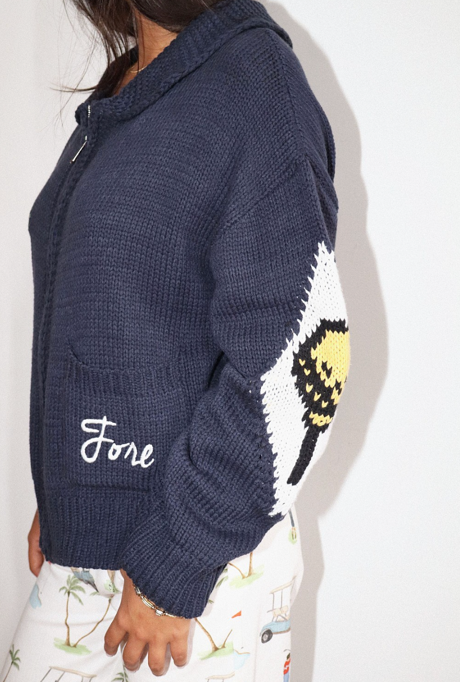 HOLE IN ONE ZIP SWEATER