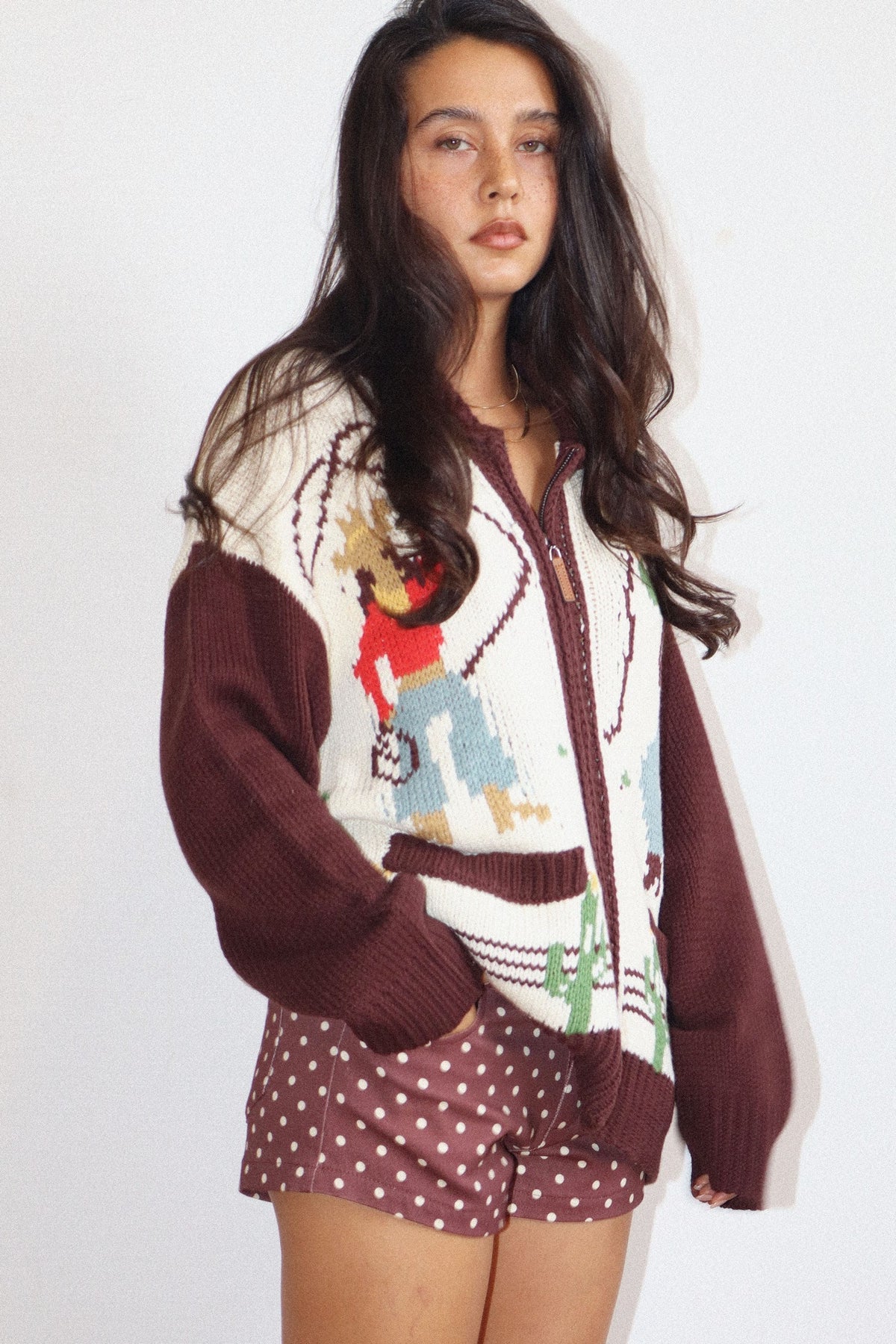COWGIRL KNIT ZIP UP CARDIGAN