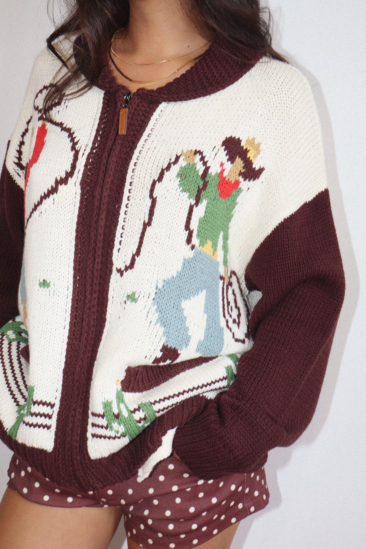 COWGIRL KNIT ZIP UP CARDIGAN