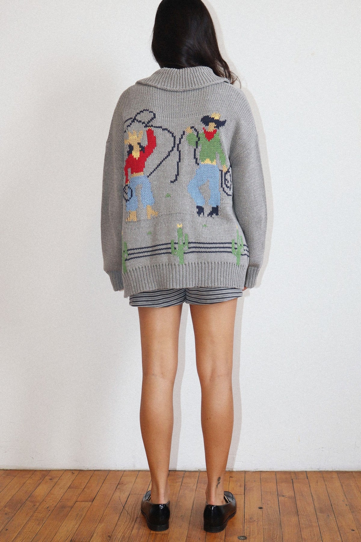 COWGIRL KNIT ZIP UP CARDIGAN GREY