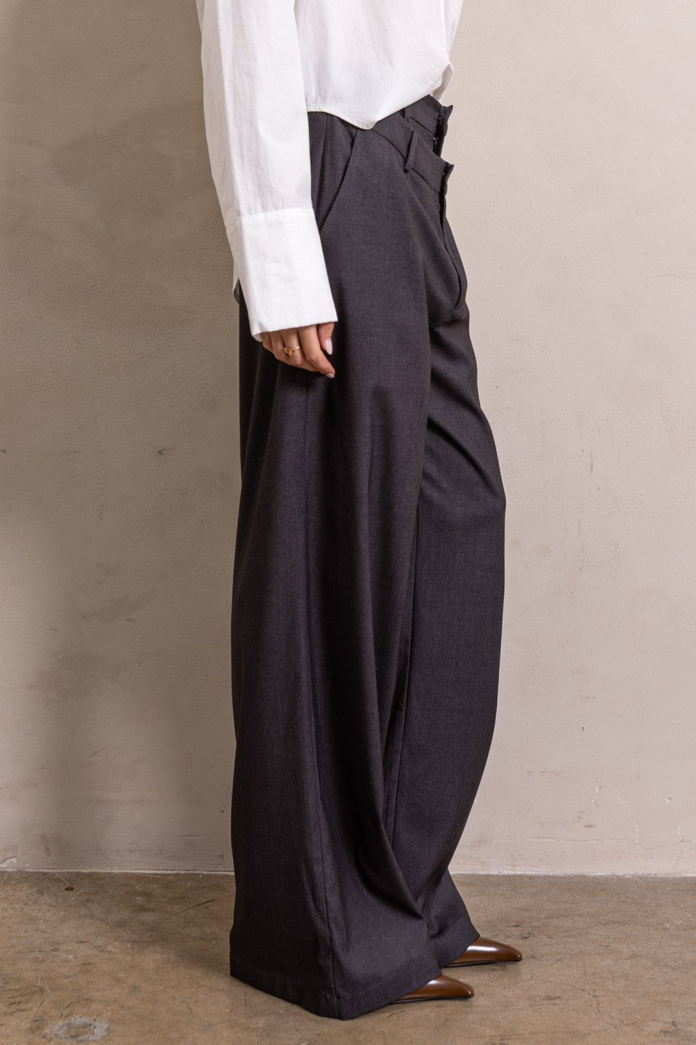 DOUBLE WAIST OVER STRAIGHT PANTS