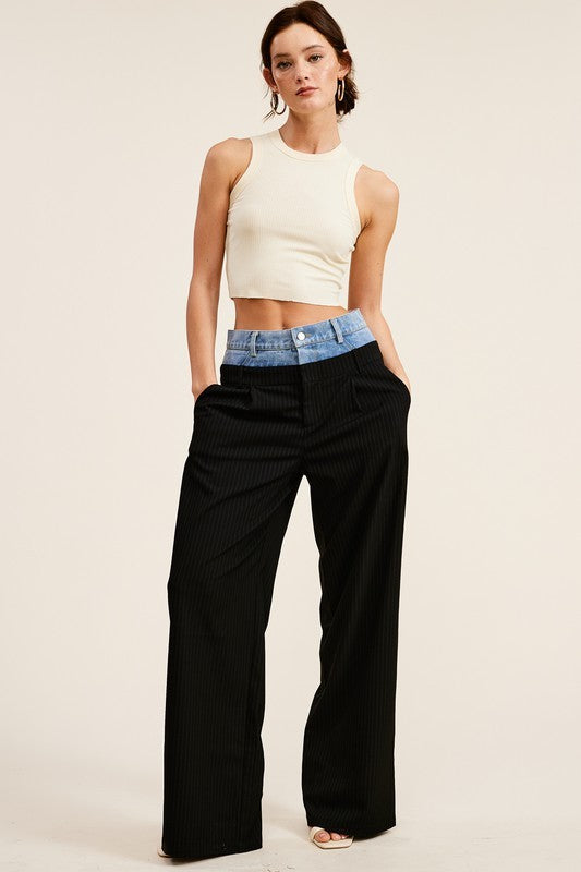 DENIM WAISTBAND TROUSERS