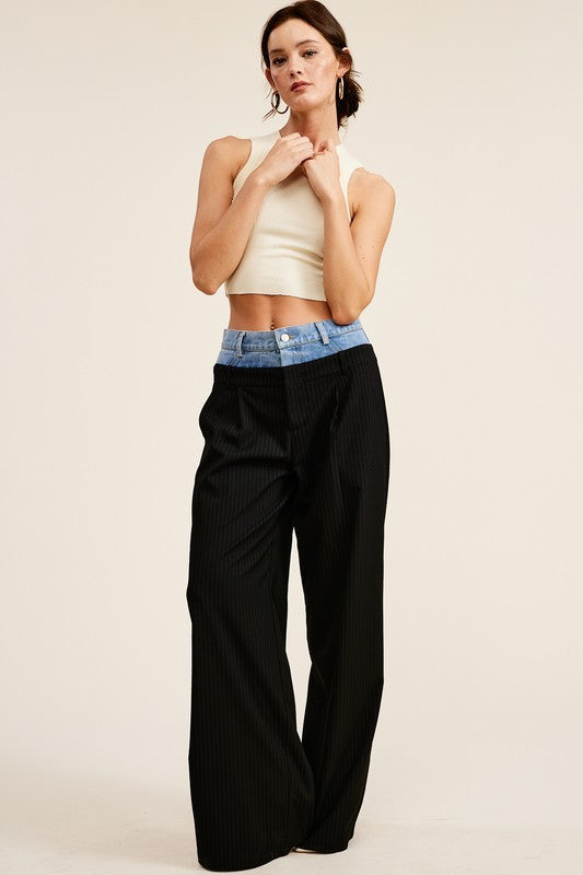 DENIM WAISTBAND TROUSERS