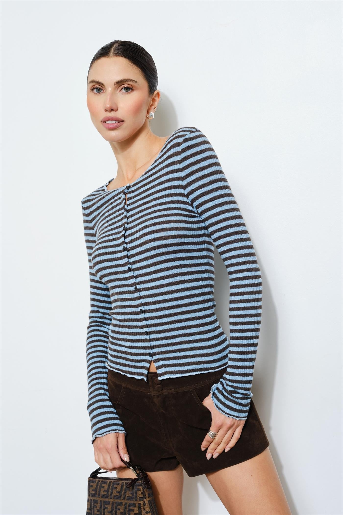 DREE STRIPED KNIT TOP BLUE