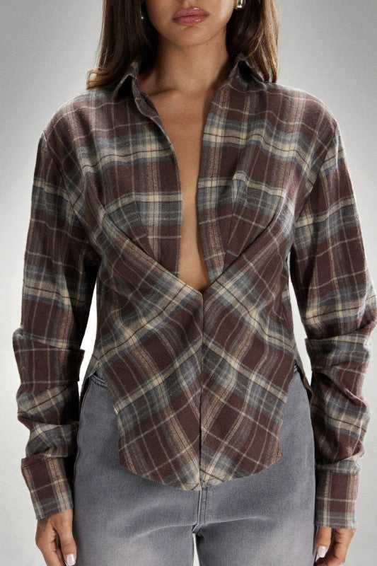 PLAID MIX TOP