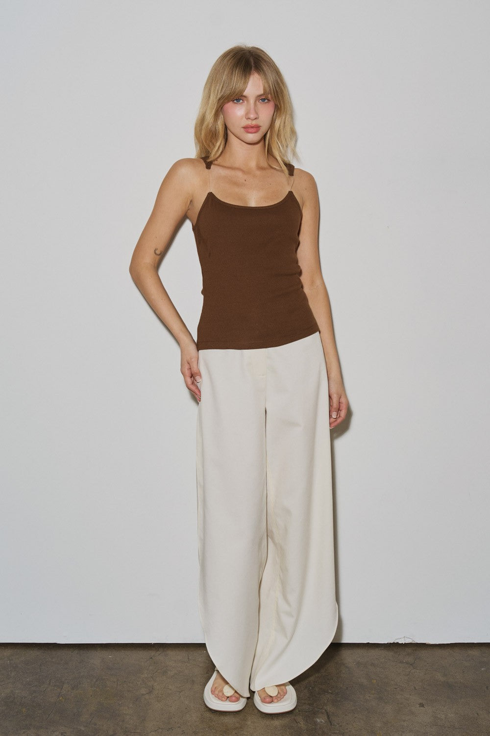 BROWN TANK CLEAR STRIPES