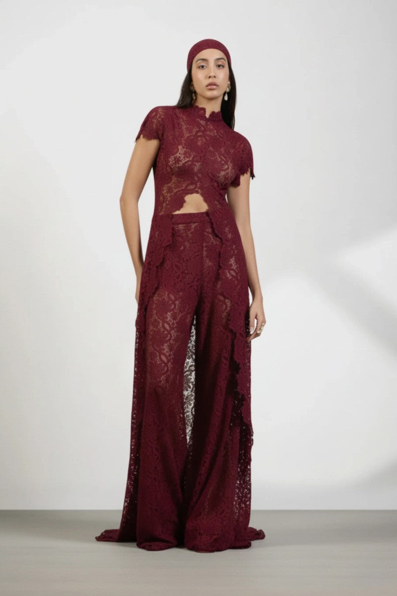 LACE BURGUNDY SET