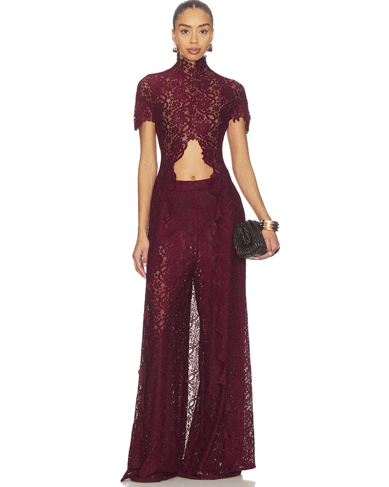 LACE BURGUNDY SET