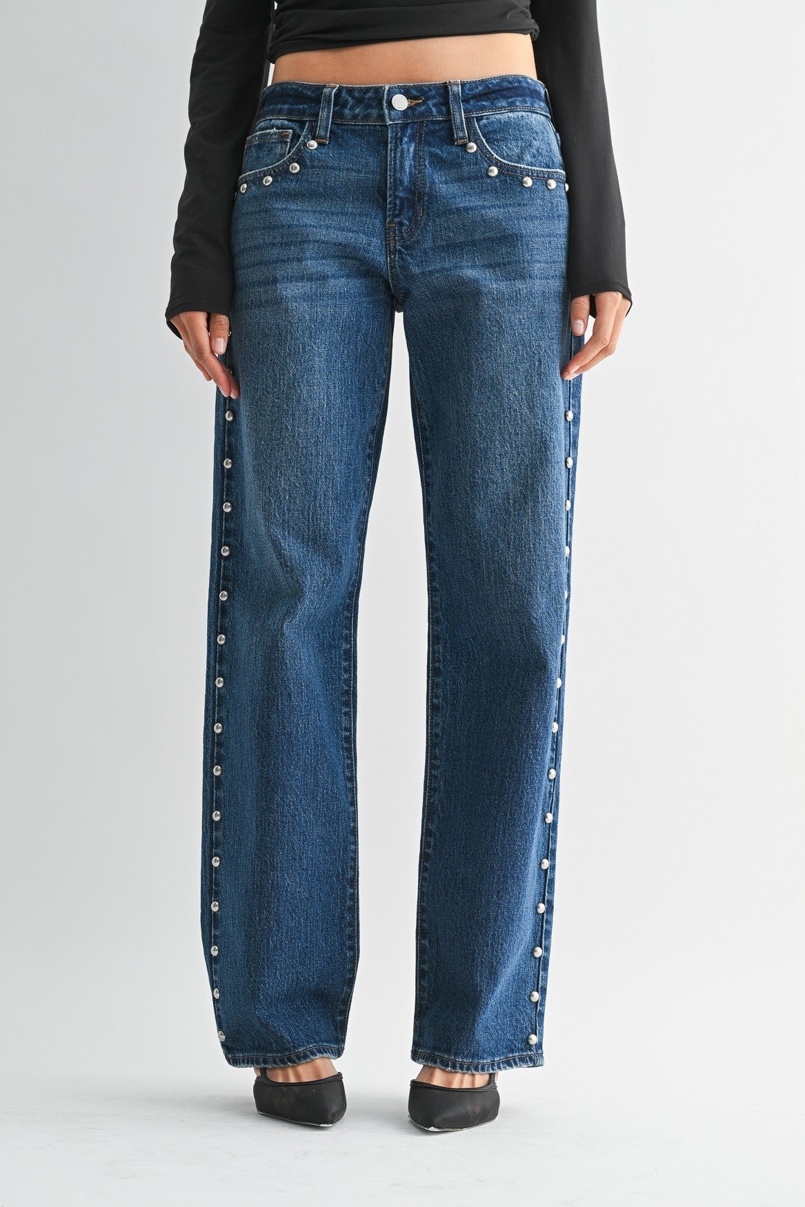LOWRISE STUDDED JEANS
