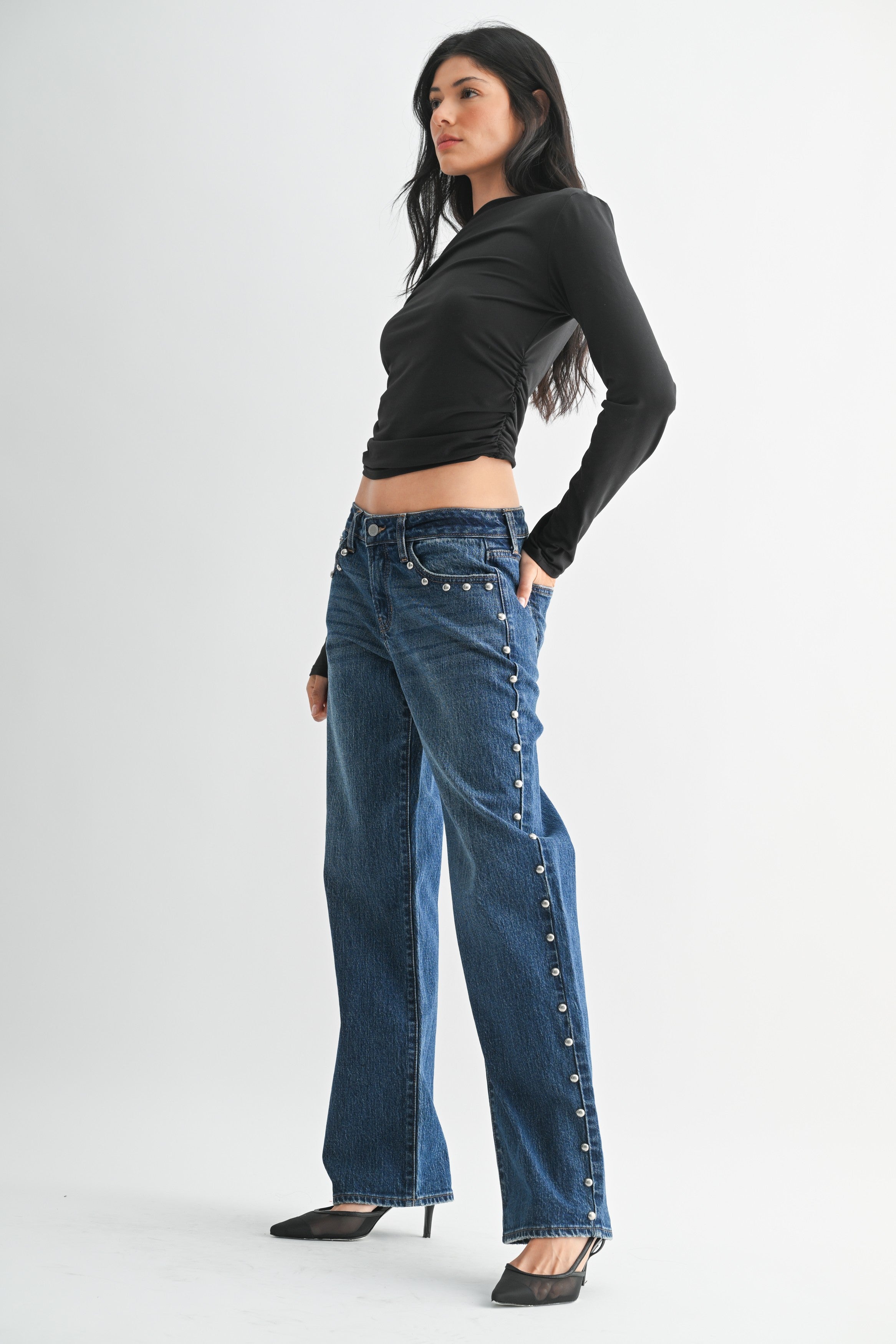 LOWRISE STUDDED JEANS