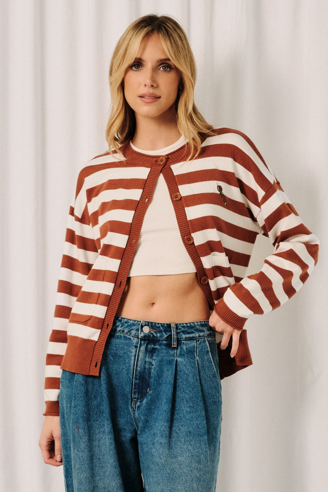 OLIVE STRIPE CARDIGAN