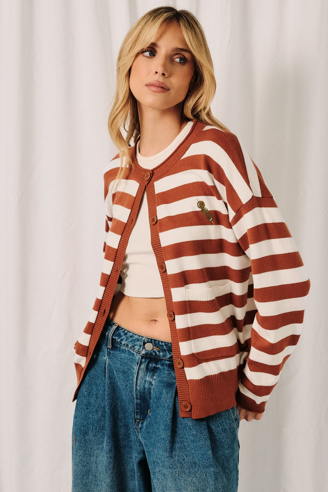 OLIVE STRIPE CARDIGAN