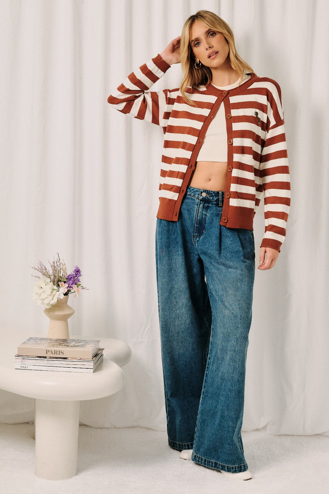 OLIVE STRIPE CARDIGAN