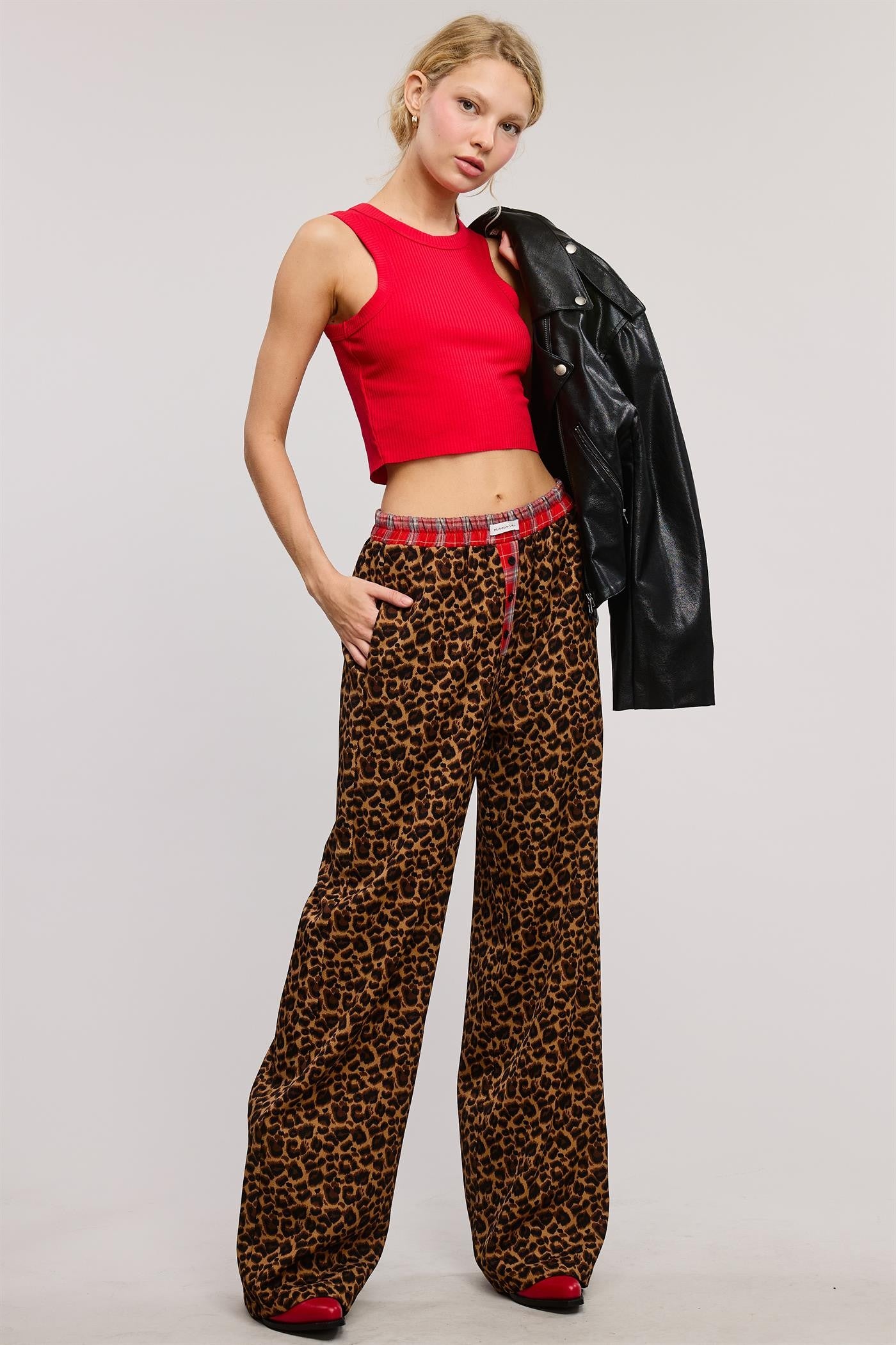 LEOPARD PANTS RED