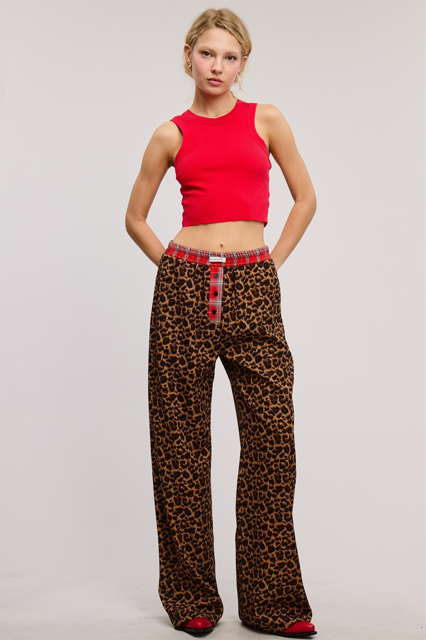 LEOPARD PANTS RED