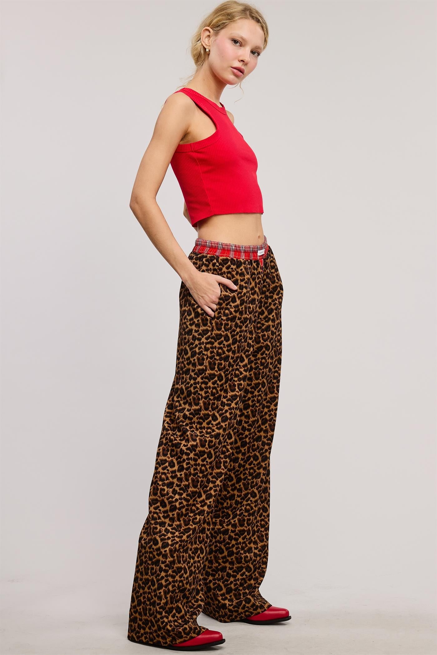 LEOPARD PANTS RED