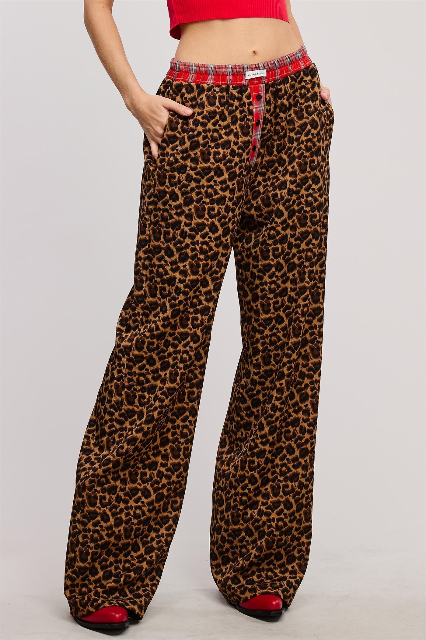 LEOPARD PANTS RED