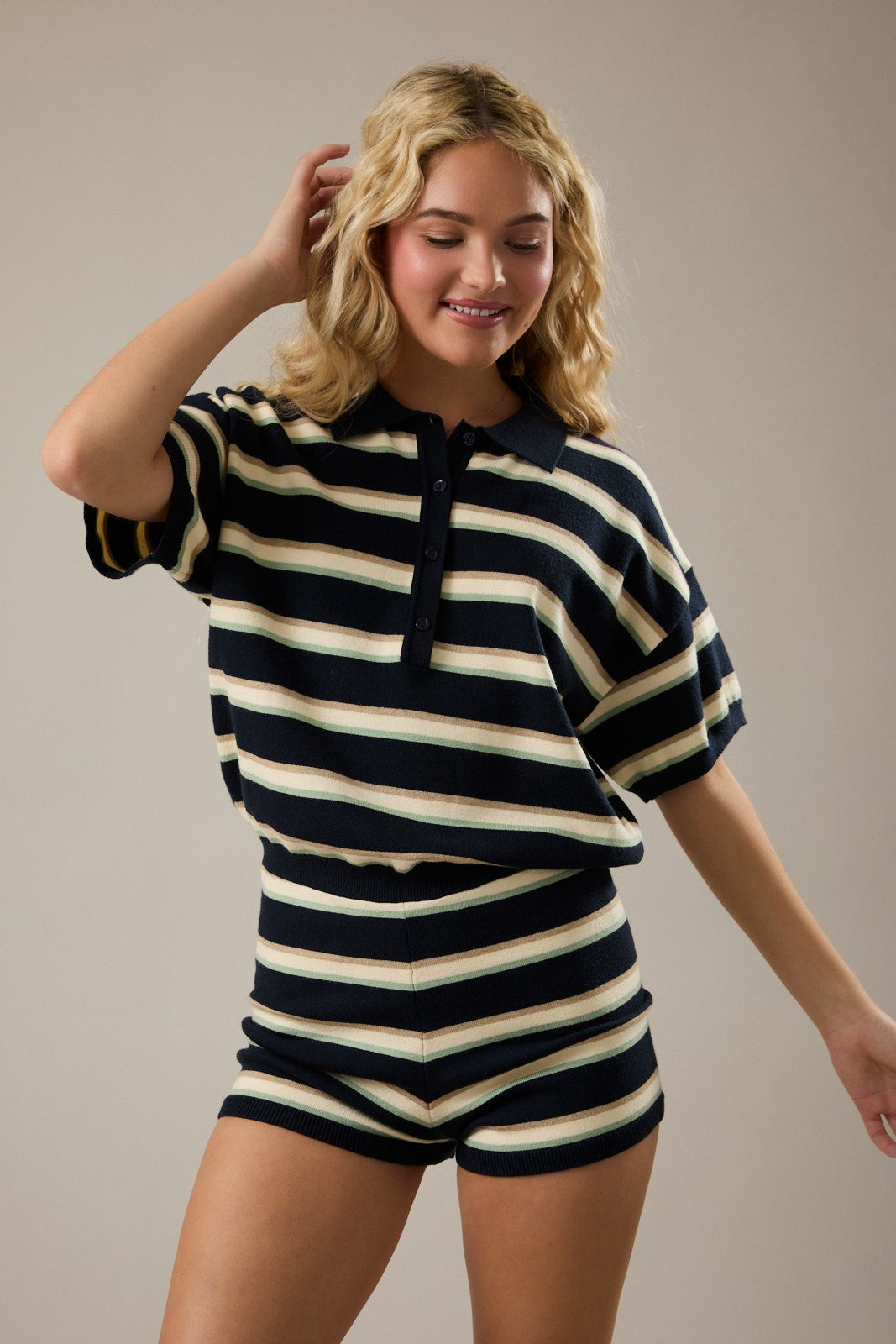 SHORT SLEEVE STRIPED JUMPER