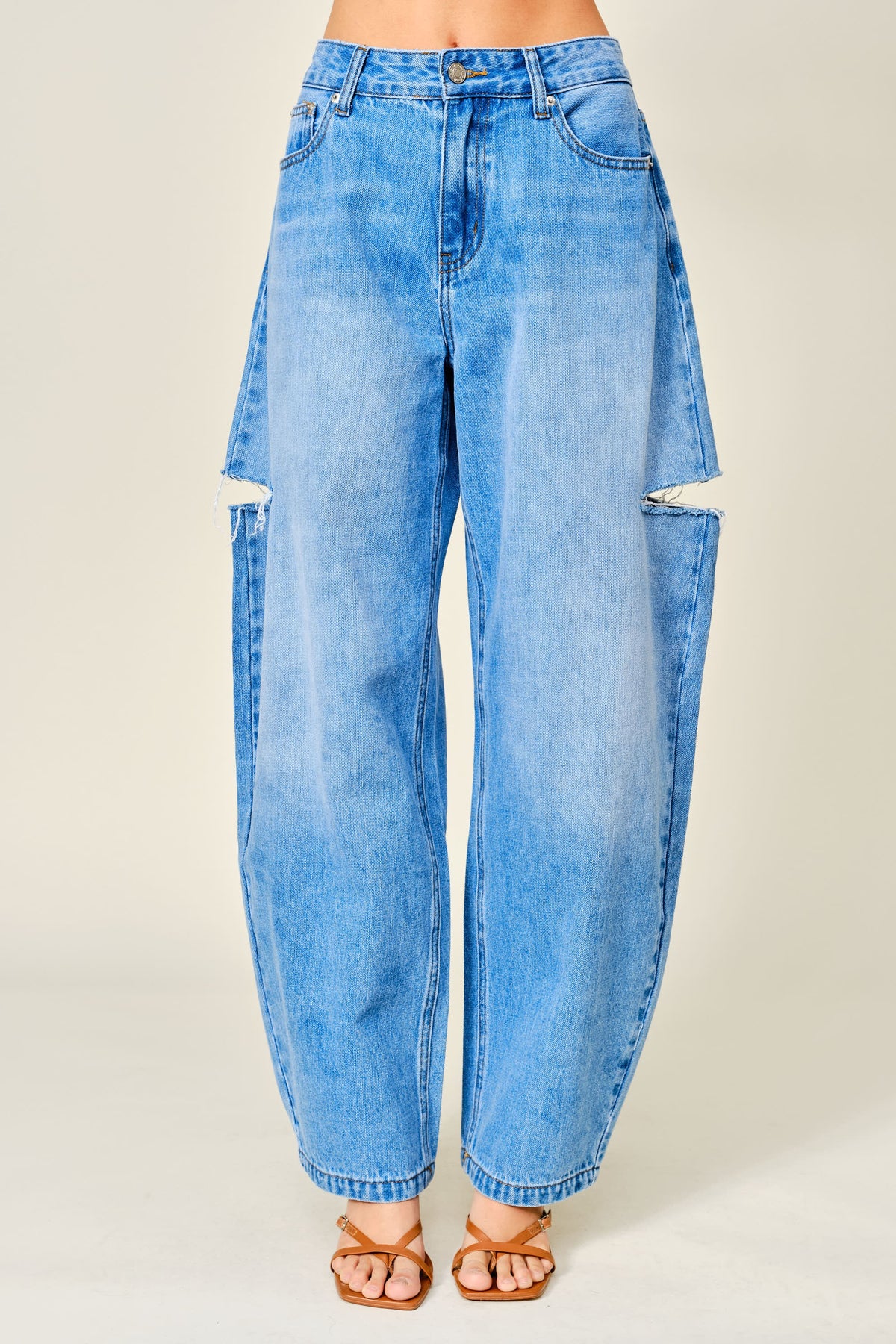 SIDE SLIT BARREL JEANS