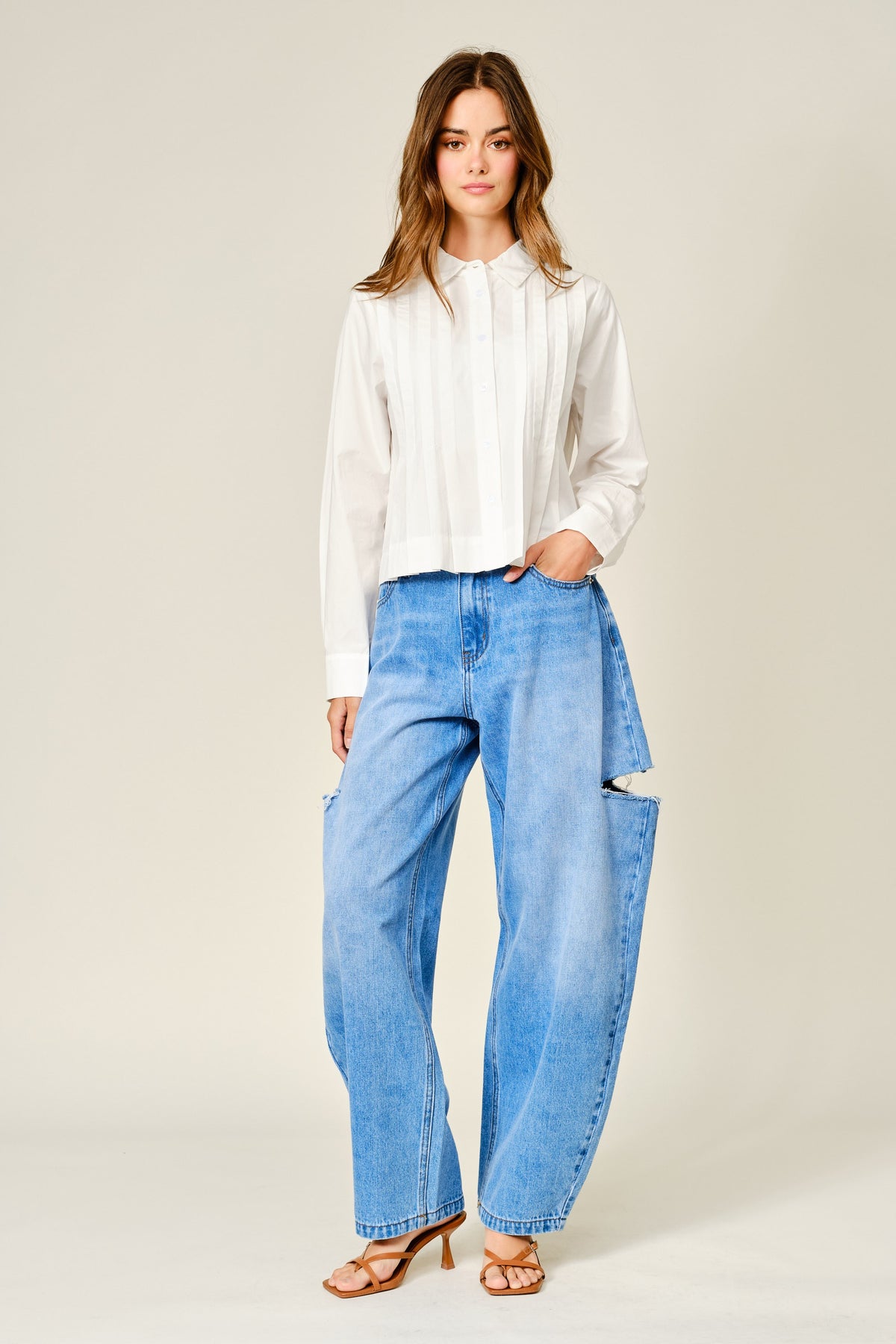SIDE SLIT BARREL JEANS