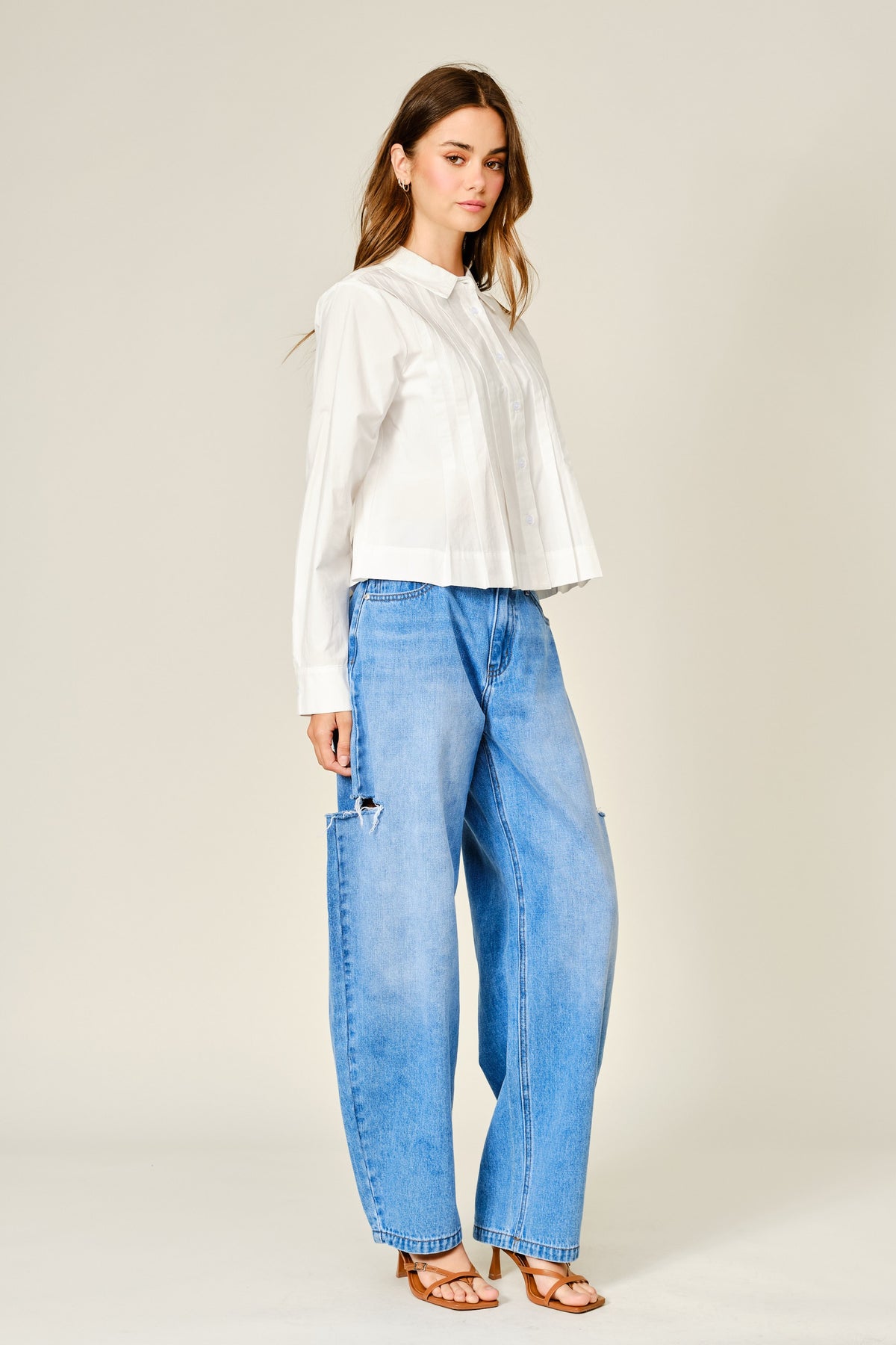 SIDE SLIT BARREL JEANS
