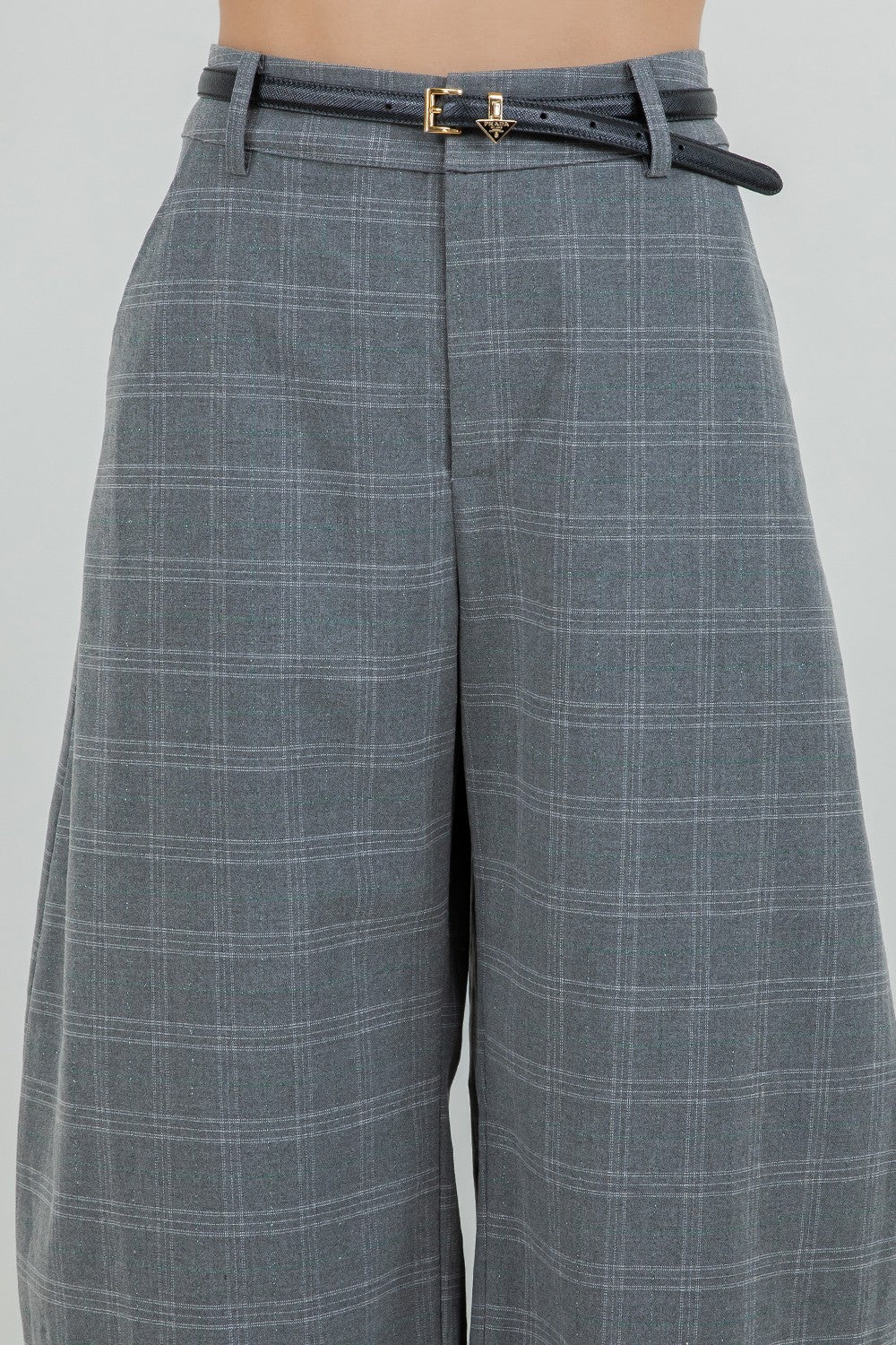 BARREL PLAID TROUSSERS