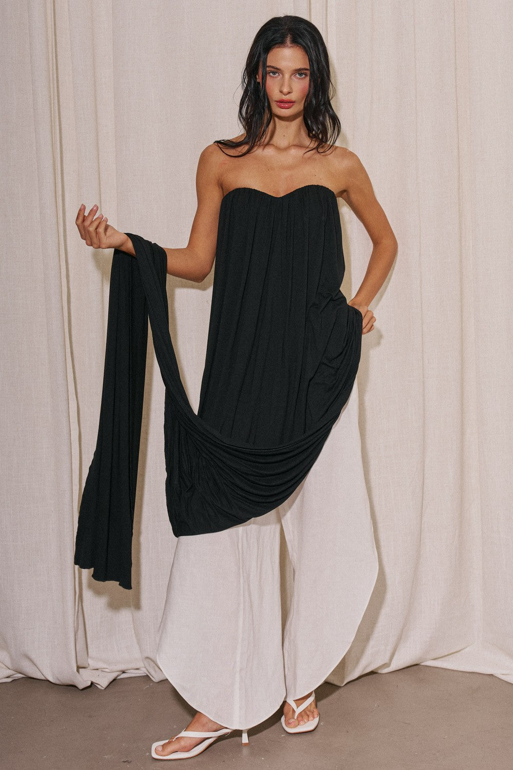 DRAPED SCARF TUBE TOP