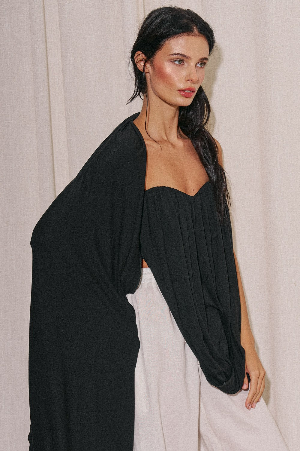 DRAPED SCARF TUBE TOP