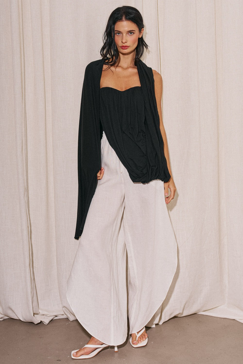 DRAPED SCARF TUBE TOP