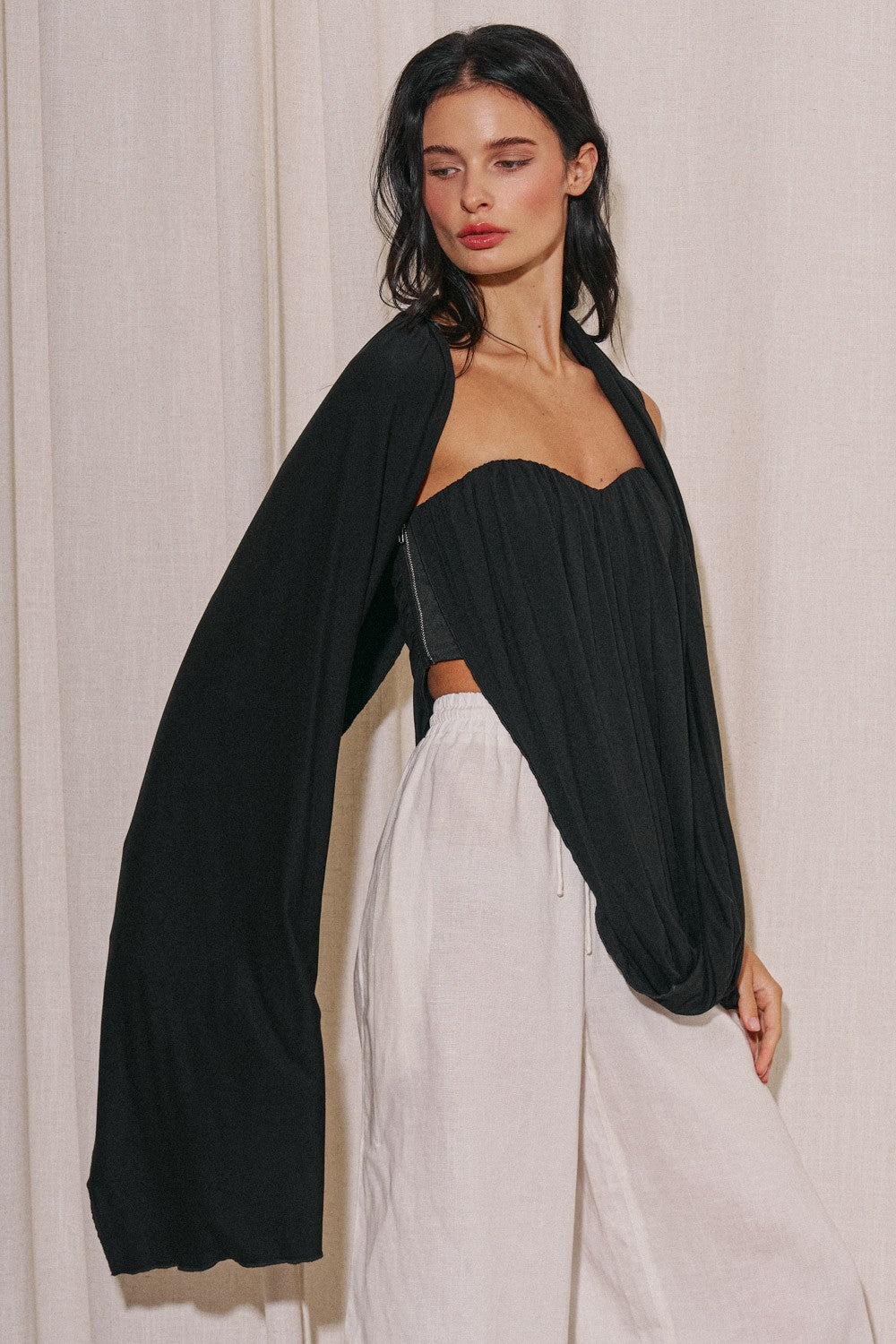 DRAPED SCARF TUBE TOP