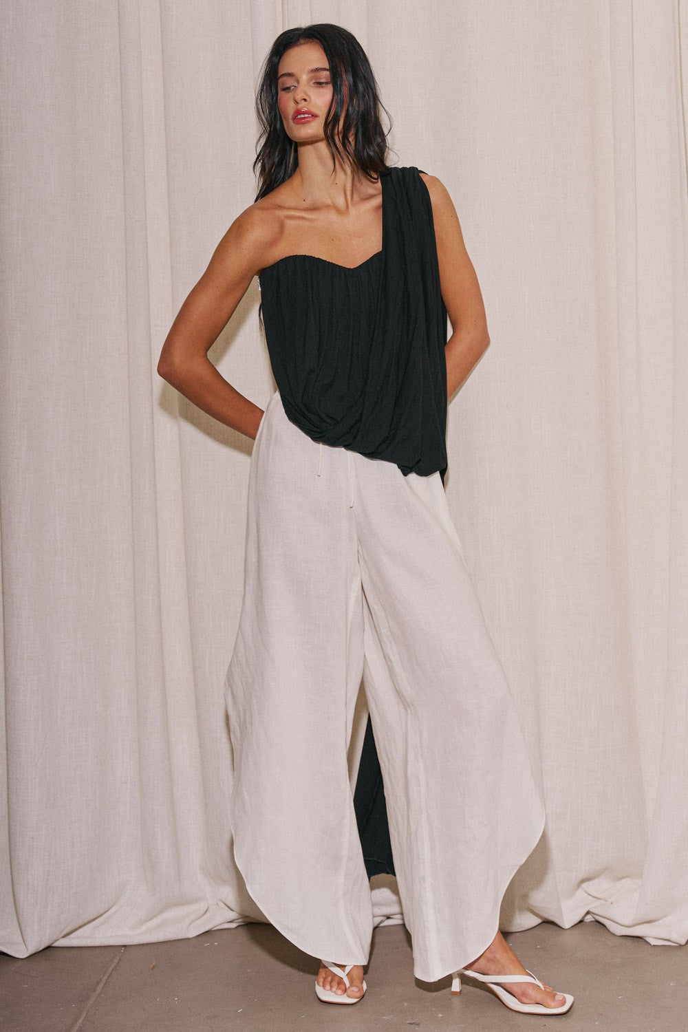 DRAPED SCARF TUBE TOP