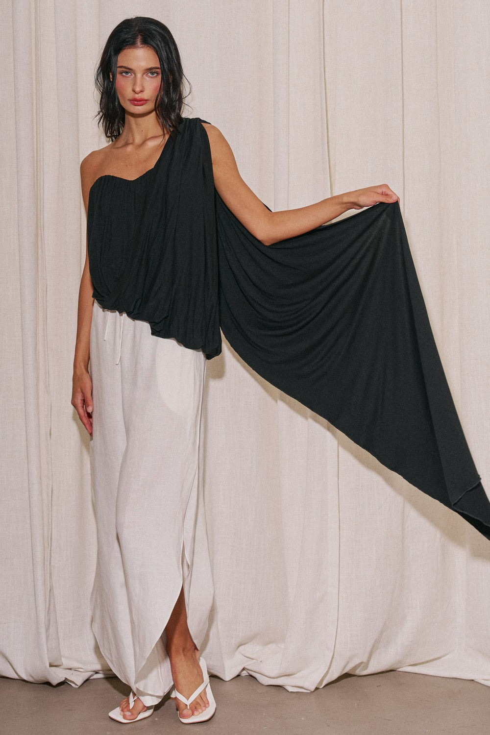 DRAPED SCARF TUBE TOP
