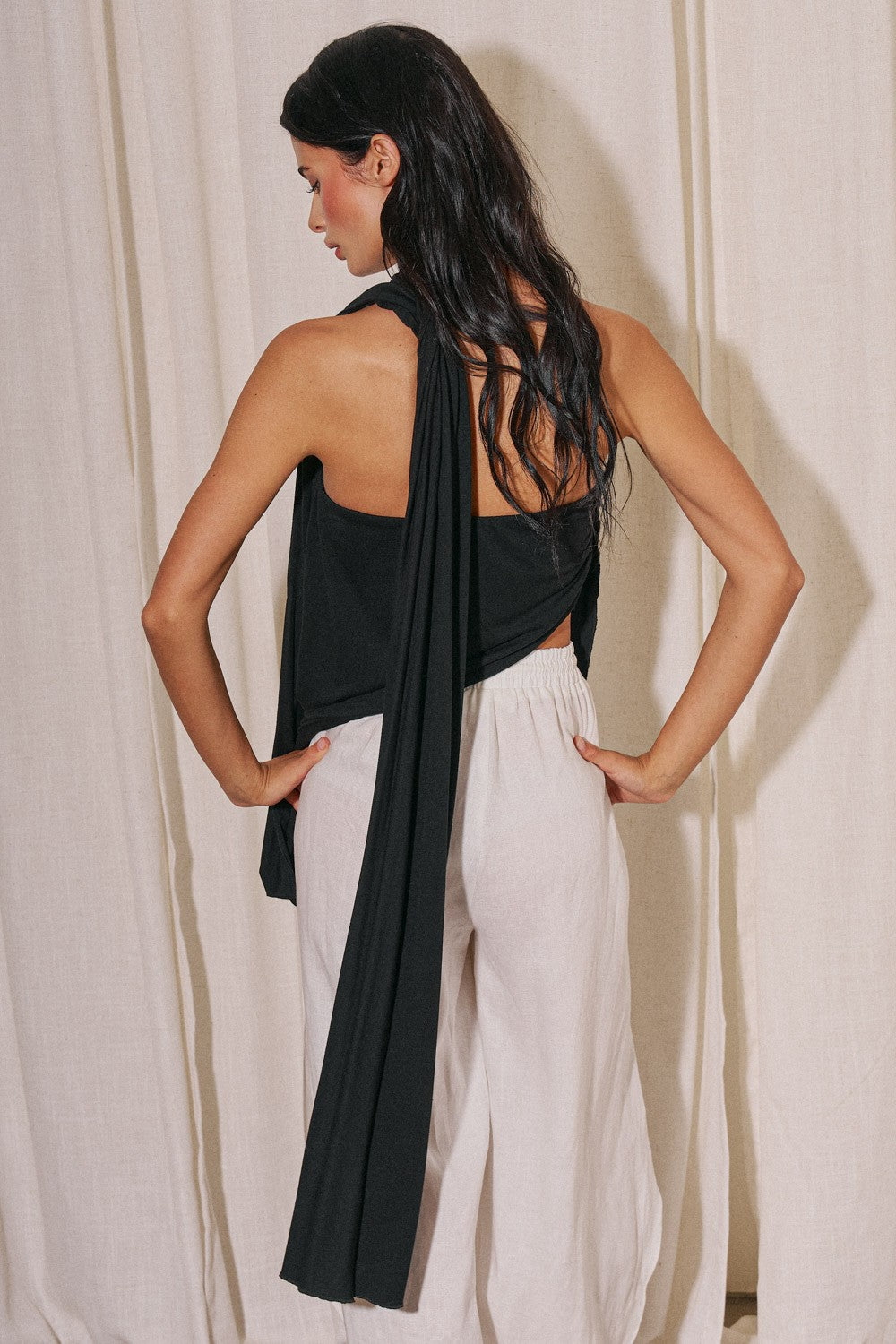 DRAPED SCARF TUBE TOP