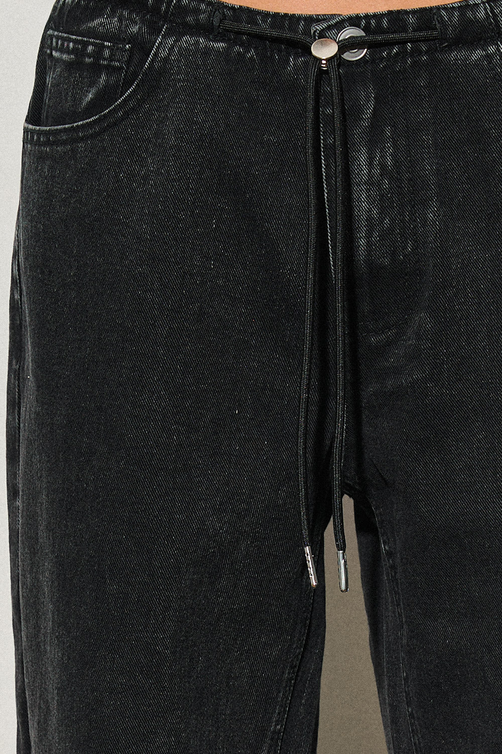 LOW RISE DRAWSTRING DENIM PANTS